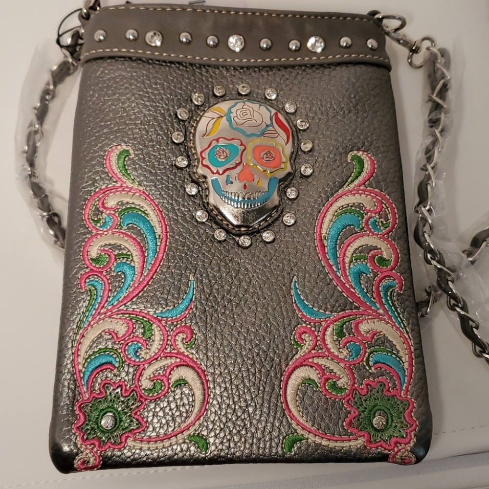 American blind skull  Cross body boho pouch purse